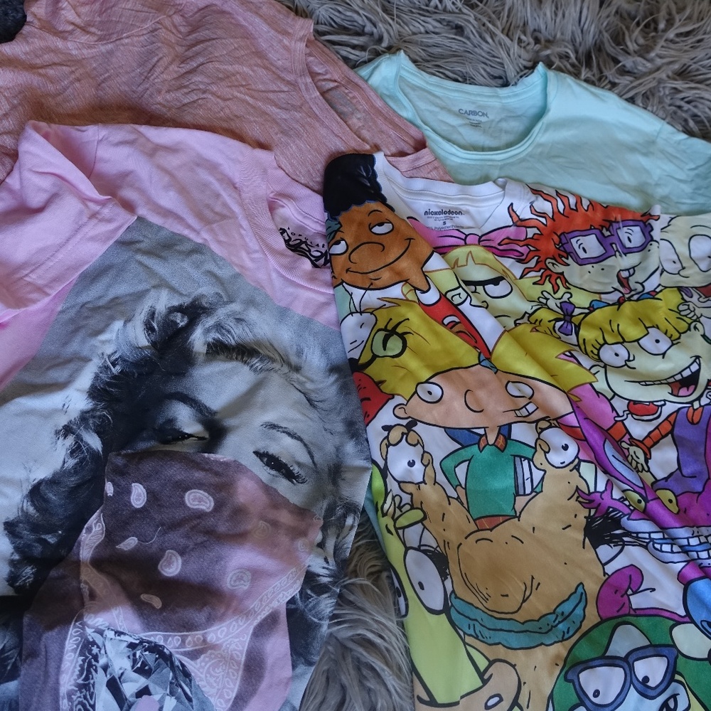 Men's Small 4 Tee Bundle Rugrats Marilyn Monroe